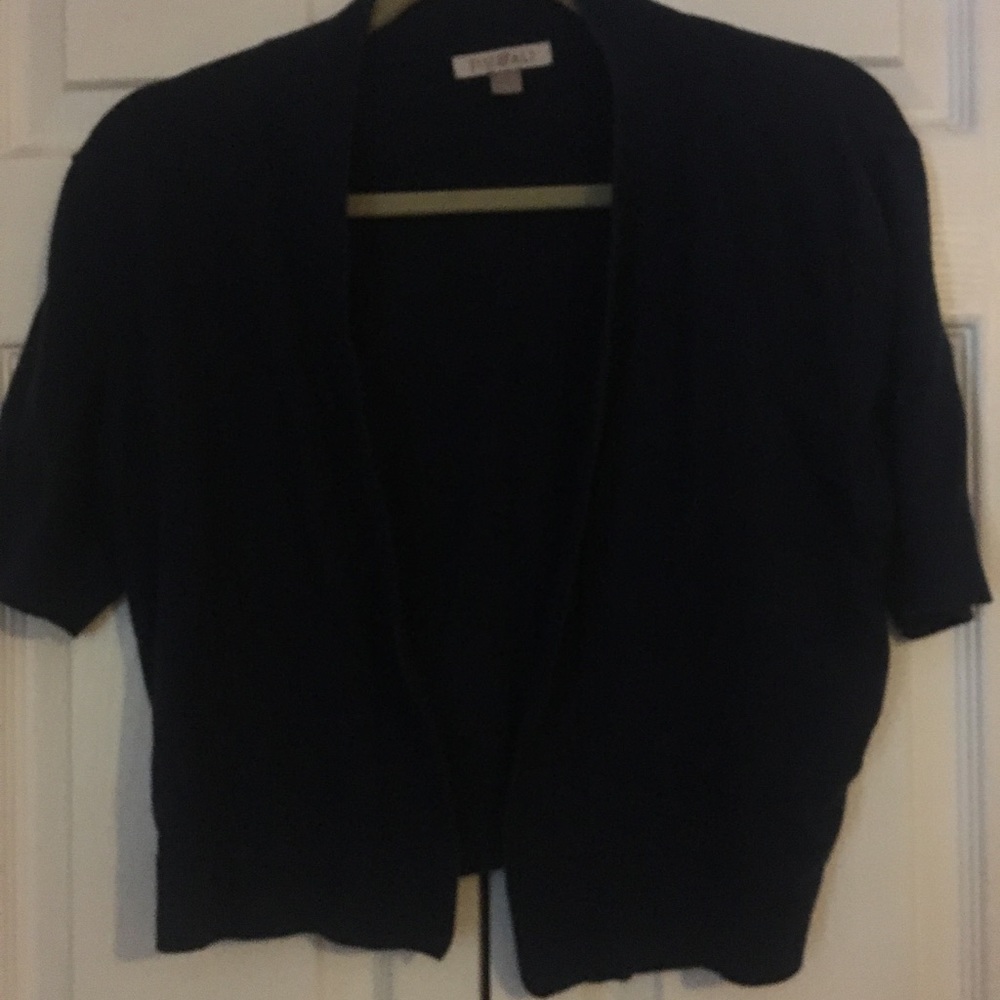 Cropped, Short Sleeve Navy Cardigan